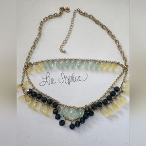 LIA SOPHIA Brushed Gold Multi Strand Beaded Necklace